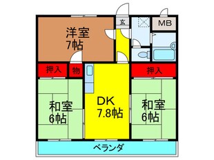 サンライズヒル山之上(２０２)の物件間取画像